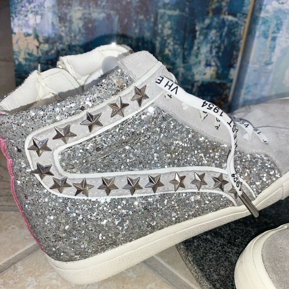 Vintage Havana Edith hi top silver glitter sneakers women’s shoes size 8 - Picture 10 of 13